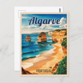 ヴィンテージトラベルアルガルヴポルトガルコースタルシーサイド ポストカード (正面/裏面)
