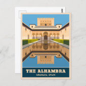 ヴィンテージトラベルアルハンブラグラナダスペインレトロ名勝 ポストカード (正面/裏面)