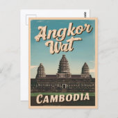 ヴィンテージトラベルアンコールワットカンボジアレトロ名勝 ポストカード (正面/裏面)