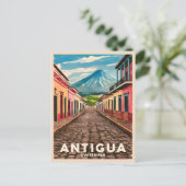 ヴィンテージトラベルアンティグアグアテマラレトロ風光明媚 ポストカード (スタンド正面)