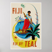 ヴィンテージトラベルアートポスターオセアニックフィジー ポスター (正面)