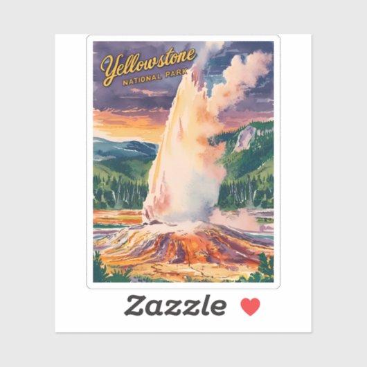 ヴィンテージトラベルイエローストーン国立公園レトロ シール (シート)
