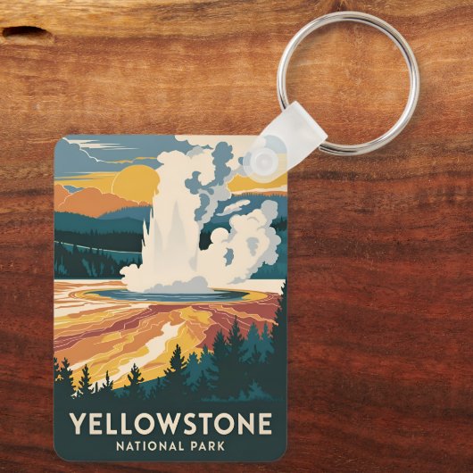 ヴィンテージトラベルイエローストーン国立公園風光明媚 キーホルダー (裏面)
