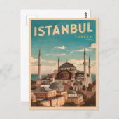 ヴィンテージトラベルイスタンブールトルコレトロ風光明媚 ポストカード (正面/裏面)
