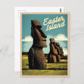 ヴィンテージトラベルイースターアイランドレトログラフィック ポストカード (正面/裏面)