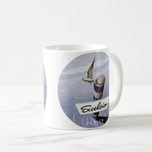 ヴィンテージトラベルエクセルシオールホテルチューリッヒスイス コーヒーマグカップ (正面右)