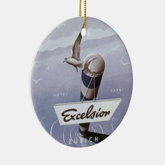 ヴィンテージトラベルエクセルシオールホテルチューリッヒスイス セラミックオーナメント (右)