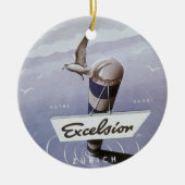 ヴィンテージトラベルエクセルシオールホテルチューリッヒスイス セラミックオーナメント (正面)