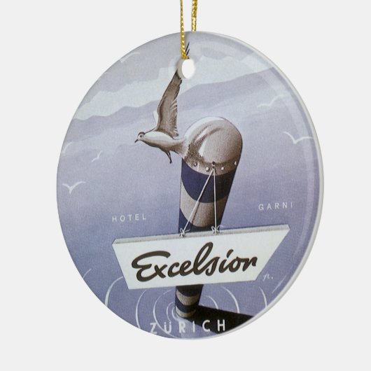ヴィンテージトラベルエクセルシオールホテルチューリッヒスイス セラミックオーナメント (左)