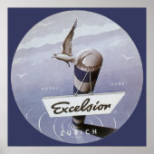 ヴィンテージトラベルエクセルシオールホテルチューリッヒスイス ポスター (正面)