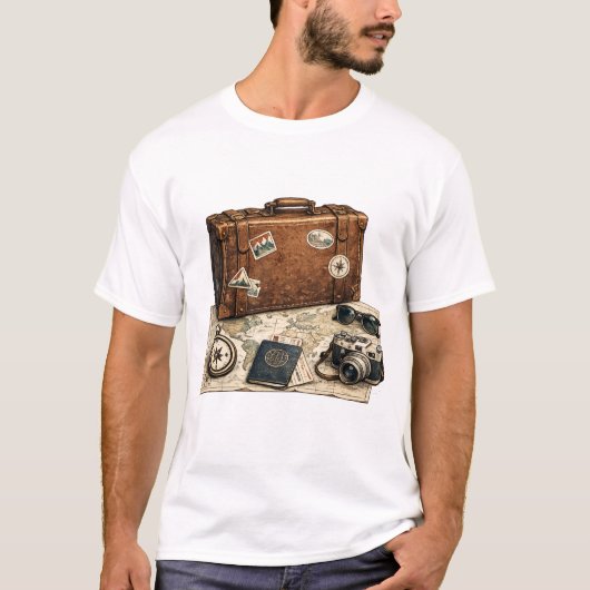 ヴィンテージトラベルエッセンシャルズイラスト Tシャツ (正面)