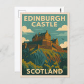 ヴィンテージトラベルエディンバラキャッスルスコットランドレトロ ポストカード (正面/裏面)