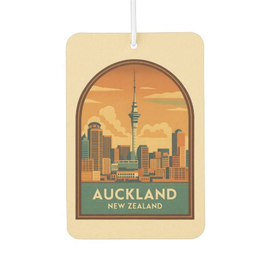 ヴィンテージトラベルオークランドニュージーランドシティレトロ カーエアーフレッシュナー (正面)