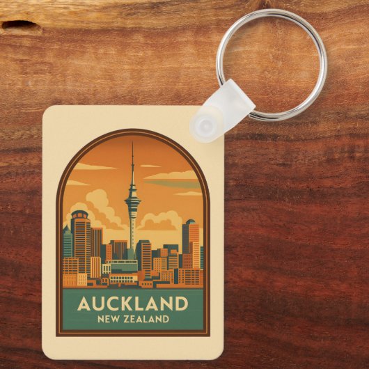 ヴィンテージトラベルオークランドニュージーランドシティレトロ キーホルダー (裏面)