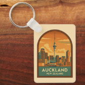 ヴィンテージトラベルオークランドニュージーランドシティレトロ キーホルダー (正面)