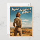 ヴィンテージトラベルオーストラリアのアウトバックレトロ風光明媚 ポストカード (正面/裏面)