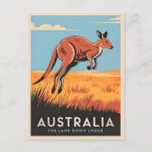 ヴィンテージトラベルオーストラリアKangarooアウトバック自然 ポストカード (正面)