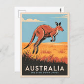 ヴィンテージトラベルオーストラリアKangarooアウトバック自然 ポストカード (正面/裏面)