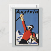 ヴィンテージトラベルオーストリアスキースポーツ ポストカード (正面/裏面)