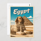 ヴィンテージトラベルカイロエジプトピラミッドレトログラフィック ポストカード (正面/裏面)