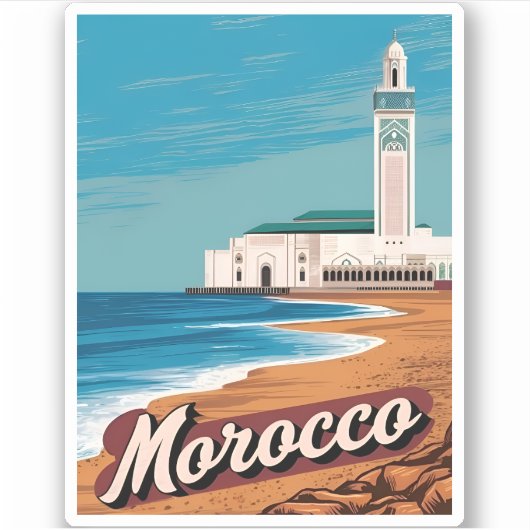 ヴィンテージトラベルカサブランカモロッコレトロ風光明媚 シール (正面)