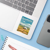 ヴィンテージトラベルカザフスタンステップレトロ風光明媚 シール (ノートパソコンとiPhone)