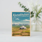 ヴィンテージトラベルカザフスタンステップレトロ風光明媚 ポストカード (スタンド正面)