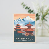 ヴィンテージトラベルカトマンズネパールテンプルレトロ風光明媚 ポストカード (スタンド正面)