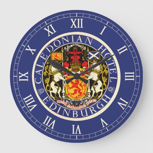 ヴィンテージトラベルカレドニアホテルエディンバラスコットランド ラージ壁時計 (正面)