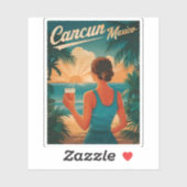 ヴィンテージトラベルカンクンメキシコシーサイドレトロ風光明媚 シール (シート)