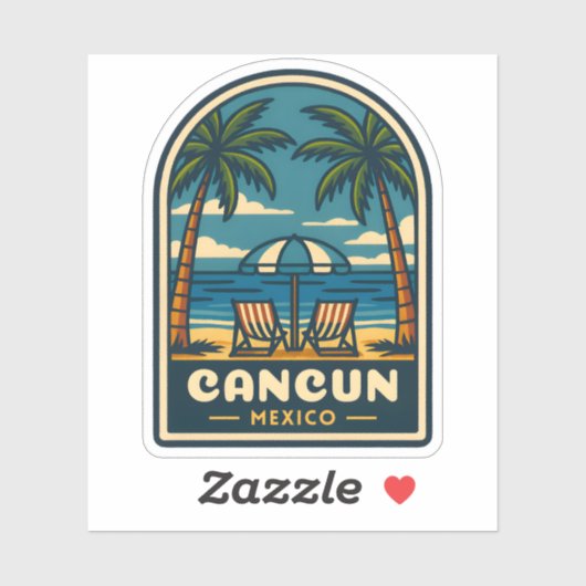 ヴィンテージトラベルカンクンメキシコビーチシーサイドレトロ シール (シート)