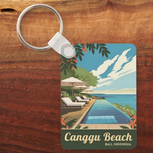 ヴィンテージトラベルカングバリインドネシアレトロ名勝 キーホルダー (正面)
