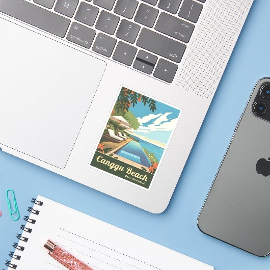 ヴィンテージトラベルカングバリインドネシアレトロ名勝 シール (ノートパソコンとiPhone)