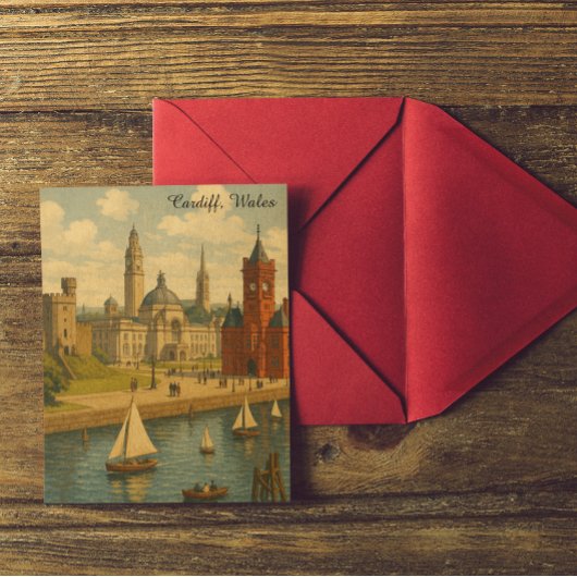 ヴィンテージトラベルカーディフ,ウェールズのランドマークレトロ ポストカード