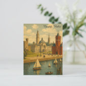 ヴィンテージトラベルカーディフ,ウェールズのランドマークレトロ ポストカード (スタンド正面)