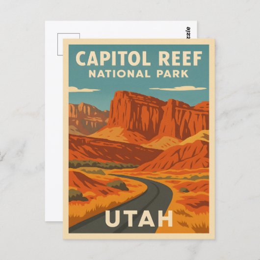 ヴィンテージトラベルキャピトルリーフ国立公園ユタ ポストカード (正面/裏面)