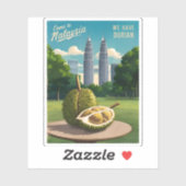 ヴィンテージトラベルクアラルンプールマレーシアのドリアン・ユーモア シール (シート)