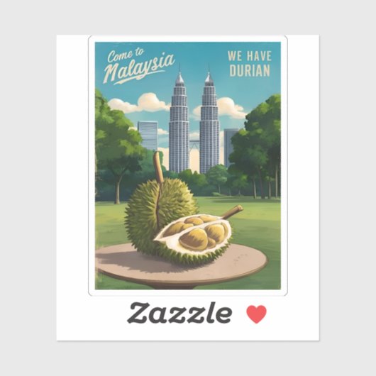 ヴィンテージトラベルクアラルンプールマレーシアのドリアン・ユーモア シール (シート)