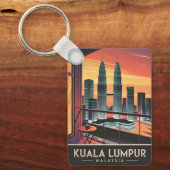 ヴィンテージトラベルクアラルンプールマレーシアサンセットレトロ キーホルダー (正面)