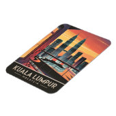 ヴィンテージトラベルクアラルンプールマレーシアサンセットレトロ マグネット (左側)