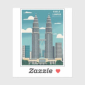 ヴィンテージトラベルクアラルンプールマレーシアレトログラフィック シール (シート)