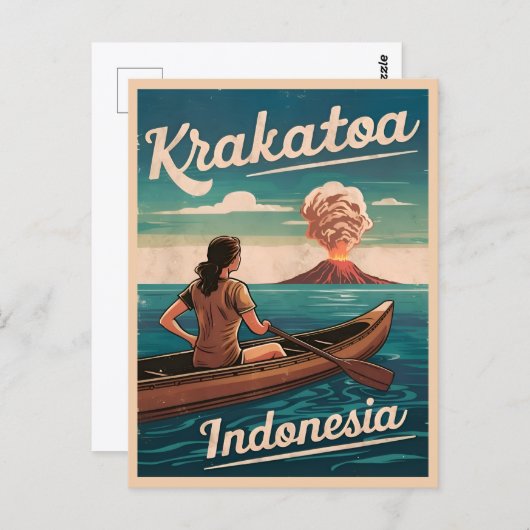 ヴィンテージトラベルクラカトアインドネシアレトロ名勝 ポストカード (正面/裏面)