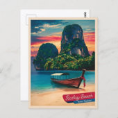ヴィンテージトラベルクラビタイランドサンセットビーチ ポストカード (正面/裏面)