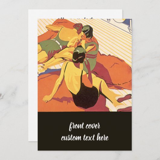 ヴィンテージトラベルクルーズ船ボンボヤージュパーティー 招待状 (正面/裏面)