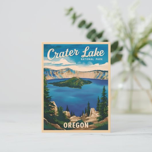 ヴィンテージトラベルクレーターレイクナショナルパークオレゴン ポストカード (スタンド正面)
