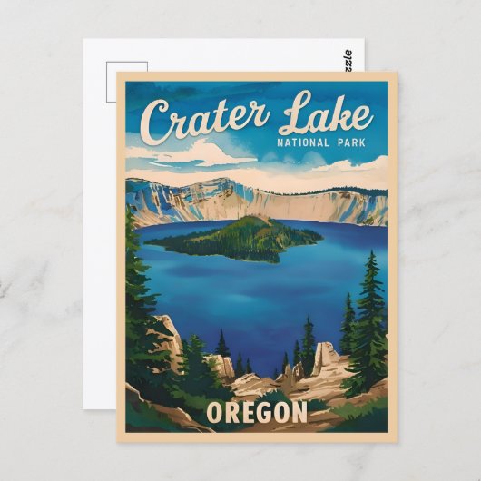 ヴィンテージトラベルクレーターレイクナショナルパークオレゴン ポストカード (正面/裏面)