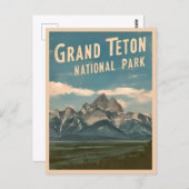 ヴィンテージトラベルグランドテトンナショナルパークランドスケープ ポストカード (正面/裏面)
