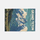 ヴィンテージトラベルグランドテトンナショナルパーク フリースブランケット (正面(横))