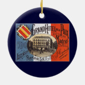 ヴィンテージトラベルグランドホテルパイス，マドリード，スペイン セラミックオーナメント (裏面)