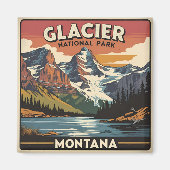 ヴィンテージトラベルグレイシャーナショナルパークモンタナ マグネット (正面)